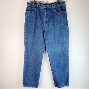 L.L. Bean Double L Relaxed Fit Flannel Plaid Lined Medium Wash Denim Jeans 18